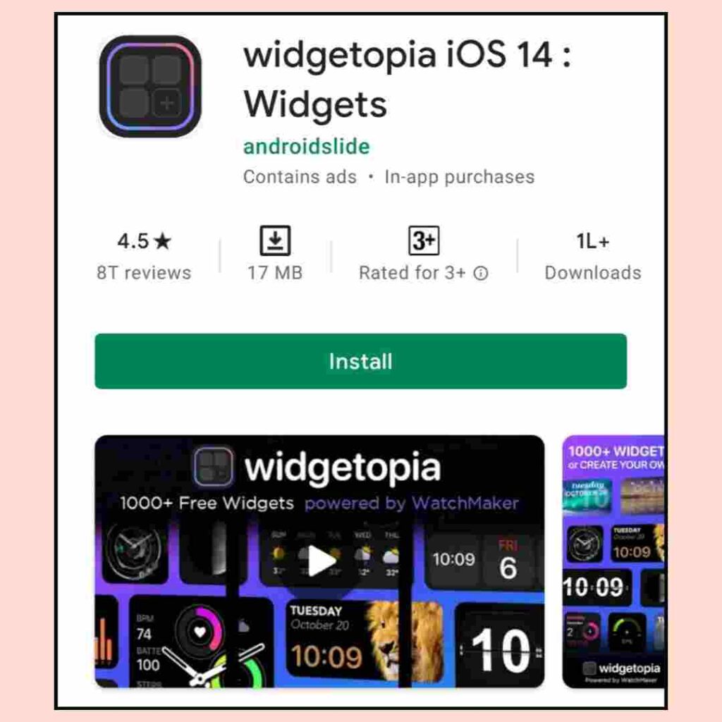 Widgetopia app